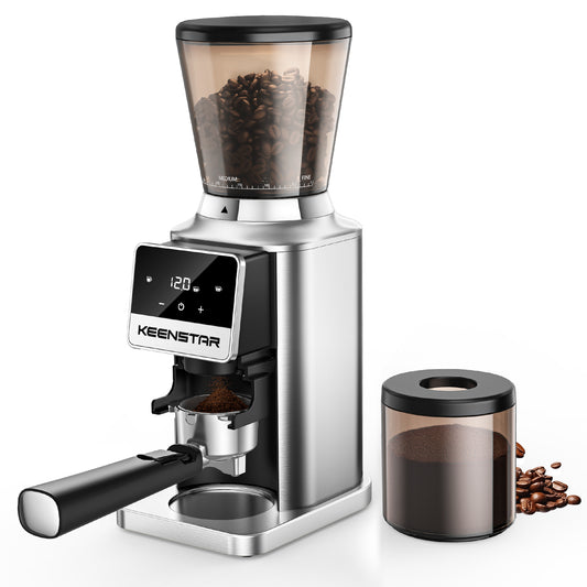 Conical Burr Coffee Grinder, Coffee Bean Grinder with 34 Grind Settings for Home Use, Precision Timer, Touchscreen, Anti-static, Stainless Steel