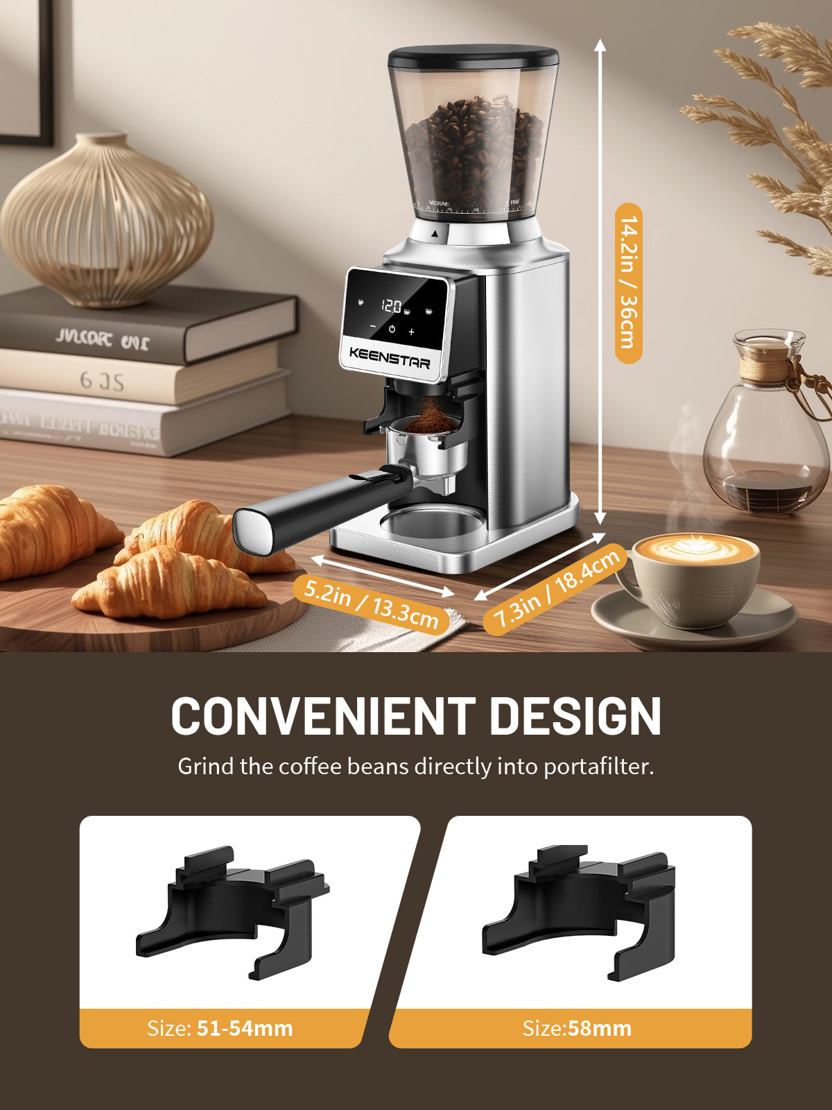 Conical Burr Coffee Grinder, Coffee Bean Grinder with 34 Grind Settings for Home Use, Precision Timer, Touchscreen, Anti-static, Stainless Steel