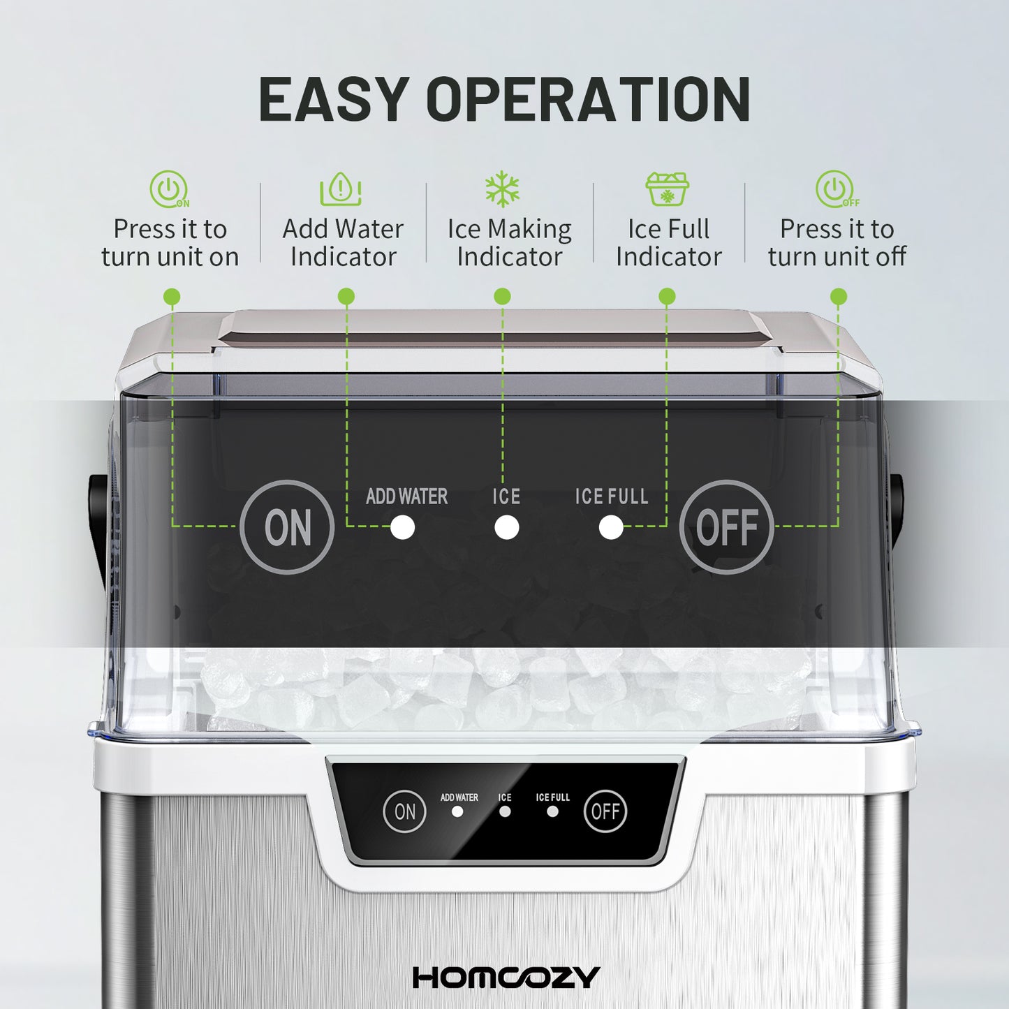 Nugget Countertop Ice Maker with Soft Chewable Ice, 40lbs/24H Pebble Ice Machine for Home/Party/RV/Camping with Basket and Scoop, Auto-Cleaning