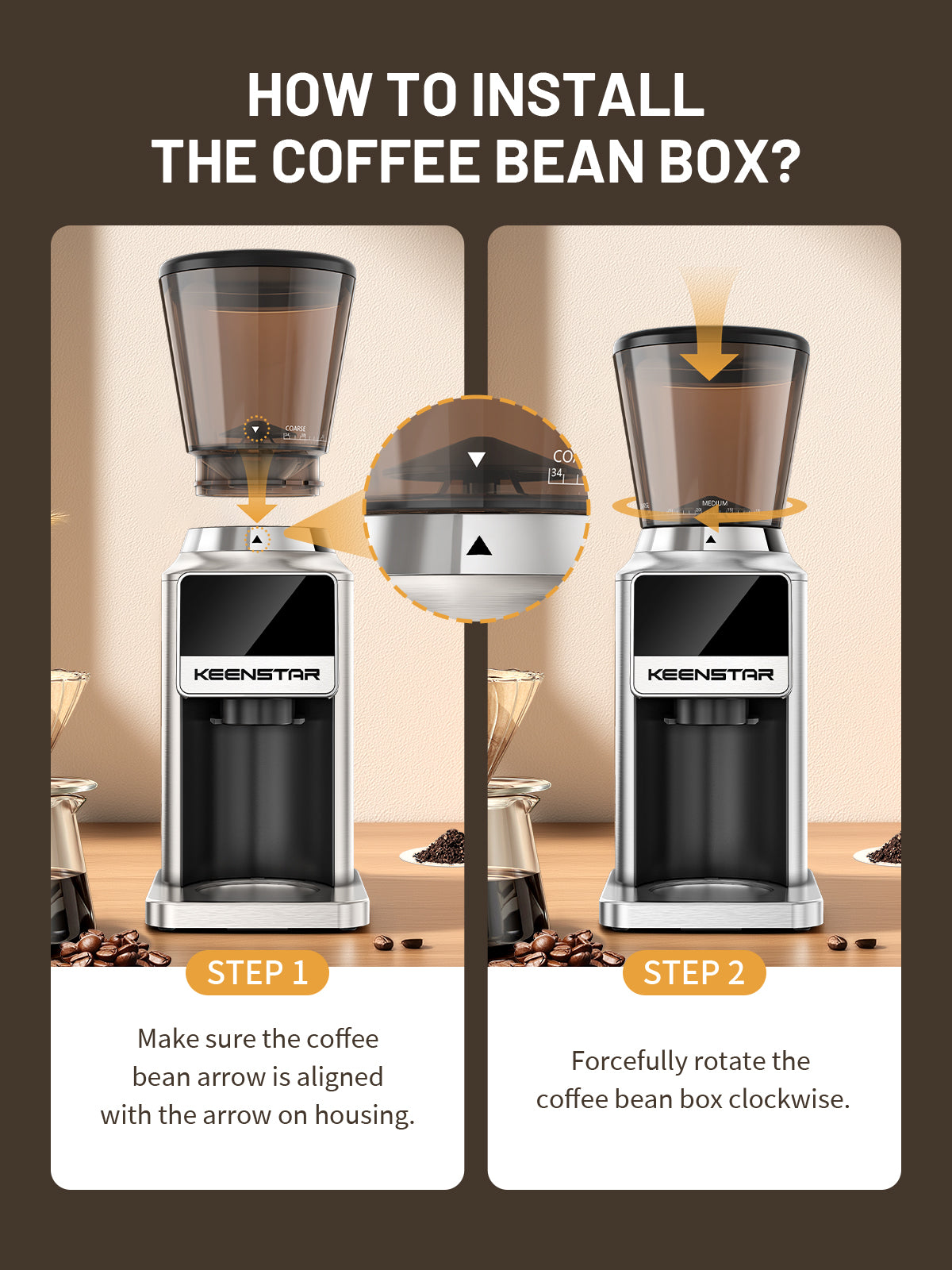 Conical Burr Coffee Grinder, Coffee Bean Grinder with 34 Grind Settings for Home Use, Precision Timer, Touchscreen, Anti-static, Stainless Steel