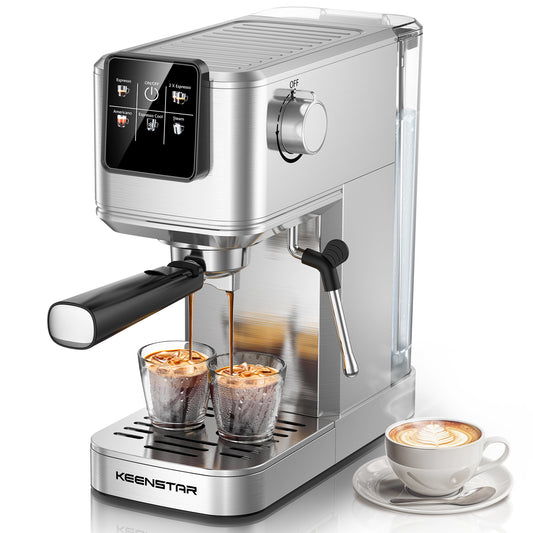 20Bar Espresso Machine with Rapid Cold Brew, Hot & Iced Coffee Makers, Stainless Steel Espresso Maker with Milk Frother Steam Wand, Touch Screen with Water Tank for Latte, Cappuccino, Gift