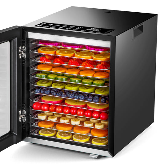 Food Dehydrator for Jerky, 12 Stainless Steel Trays, 10 Presets, 165℉ Temperature Control, 48H Timer, 850W Dryer Machine for Dog Treats, Herb, Veggies, Meat, Fruit