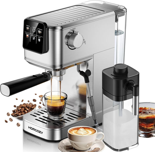 20 Bar Espresso Machine, Hot & Cold Brew Coffee Maker with Milk Frother, Touch Screen, Compact Water Tank, Expresso Coffee Machines for Lattes, Cappuccinos, Americano, Home & Office