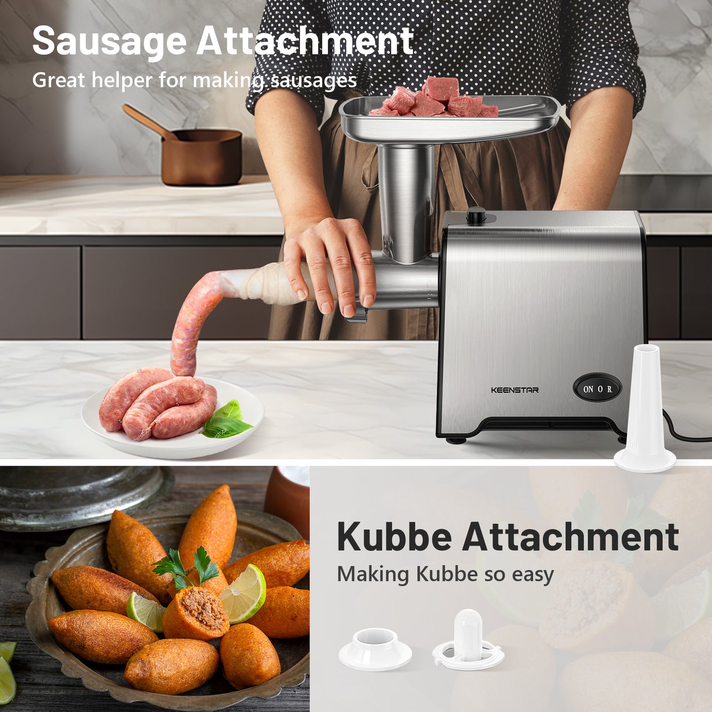 Free Shipping! FOHERE Heavy Duty Electric Meat Grinder 3000W Max 5 in 1 Sausage Kubbe Maker with Stainless Steel Plates Free Shipping! FOHERE Heavy Duty Electric Meat Grinder 3000W Max 5 in 1 Sausage Kubbe Maker with Stainless Steel Plates
