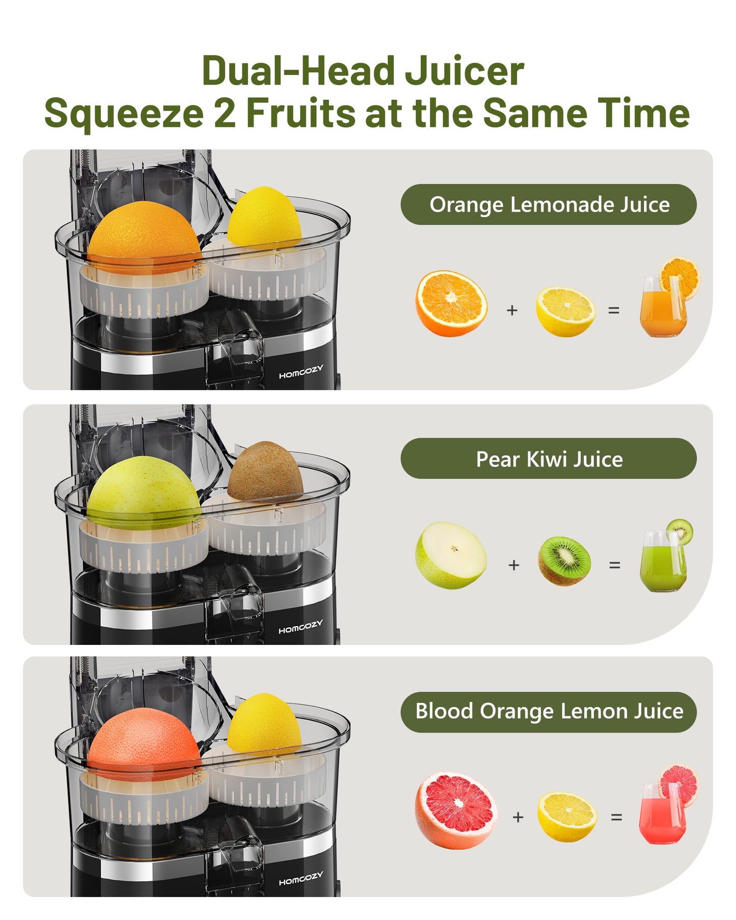 Electric Citrus Juicer, Dual-Head Orange Juicer Squeezer, Portable Juicer with Cleaning Brush for Lemon, Grapefruit, High Juice Yield, Easy to Clean, One Touch Operation