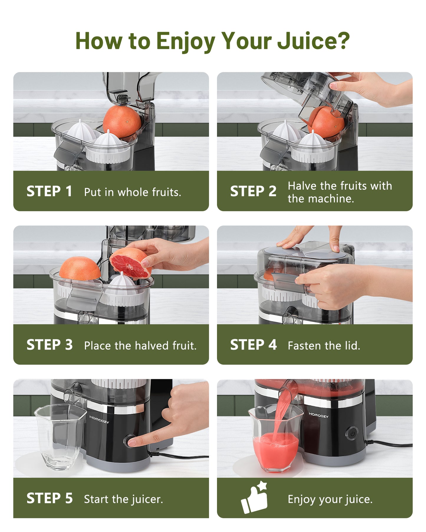 Electric Citrus Juicer, Dual-Head Orange Juicer Squeezer, Portable Juicer with Cleaning Brush for Lemon, Grapefruit, High Juice Yield, Easy to Clean, One Touch Operation