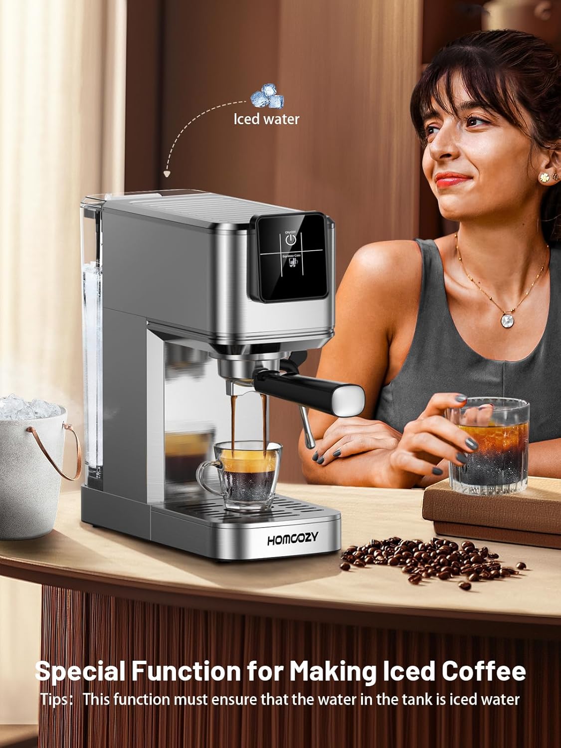 20 Bar Espresso Machine, Hot & Cold Brew Coffee Maker with Milk Frother, Touch Screen, Compact Water Tank, Expresso Coffee Machines for Lattes, Cappuccinos, Americano, Home & Office