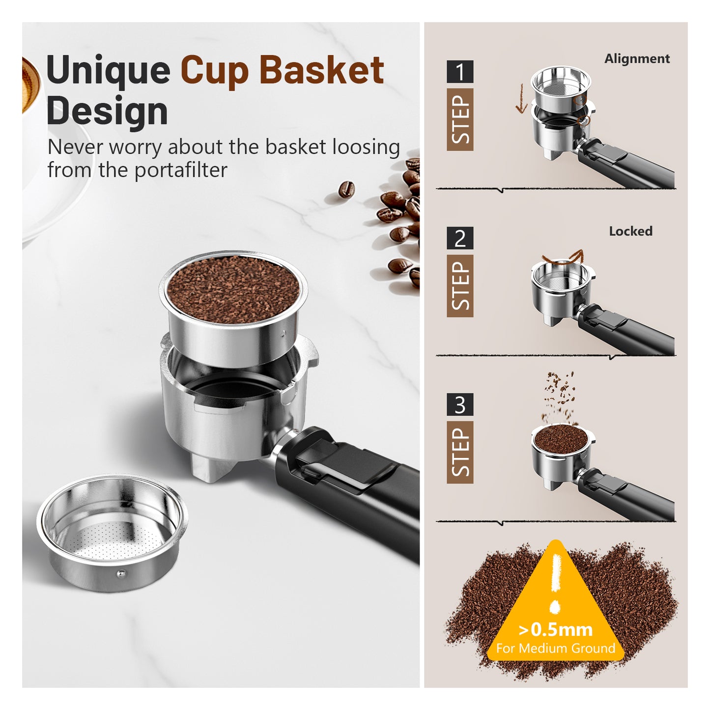 Espresso Machine 20 Bar, Cold Brew Espresso Maker with Milk Frother Steam Wand, Compact Stainless Steel Semi Automatic Espresso Coffee Machine for Cappuccino & Latte & Americano Maker