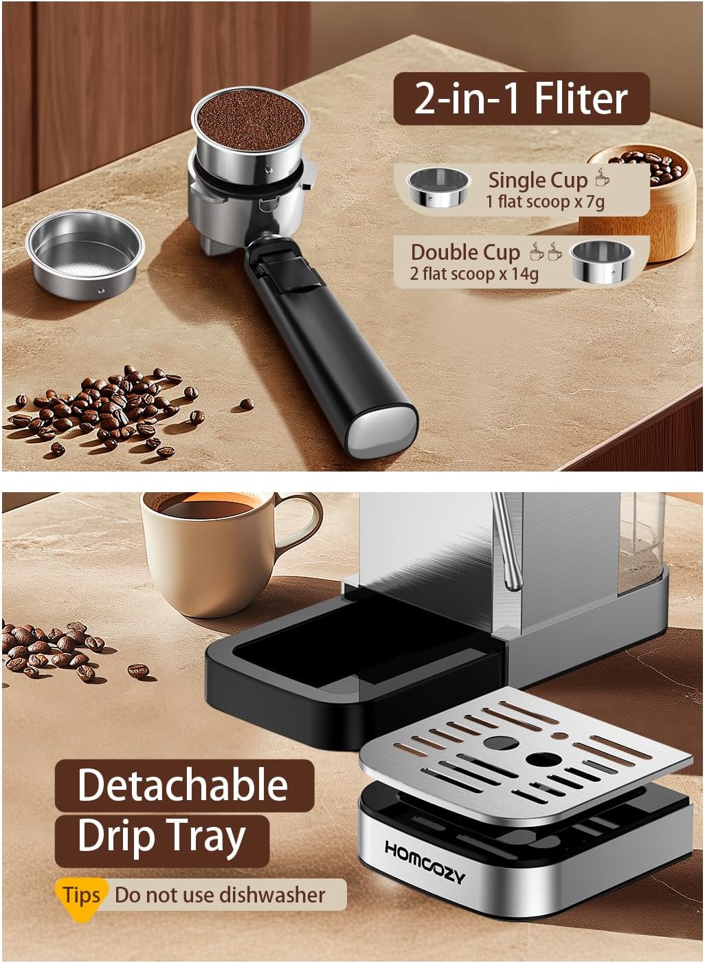 20 Bar Espresso Machine, Hot & Cold Brew Coffee Maker with Milk Frother, Touch Screen, Compact Water Tank, Expresso Coffee Machines for Lattes, Cappuccinos, Americano, Home & Office